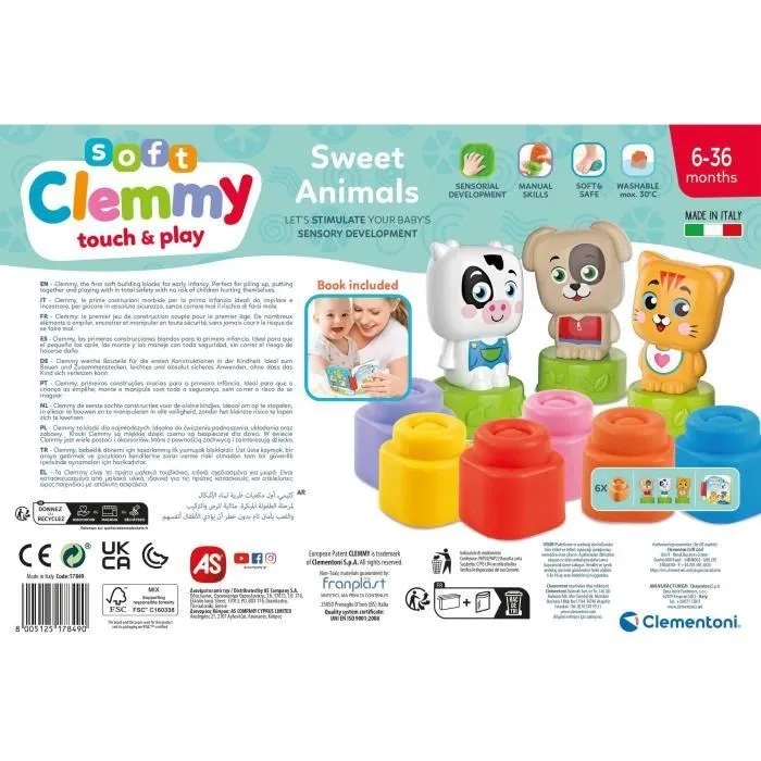 Clementoni - Cubes & Animaux Soft Clemmy - 6 cubes + 3 personnages + Livre-2