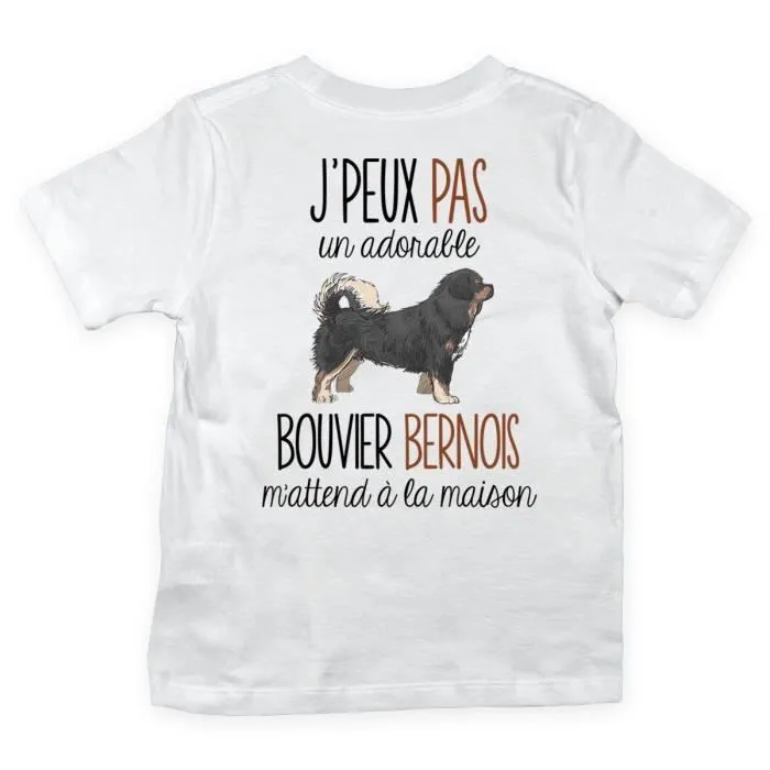 T-shirt enfant - j'peux pas - Bouvier Bernois - Manches courtes - Blanc - Coton-0