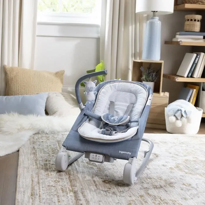 INGENUITY Transat Happy belly - Chambray, Position fixe ou à bascule, Pliage ultra-compact avec sac de rangement fourni-8