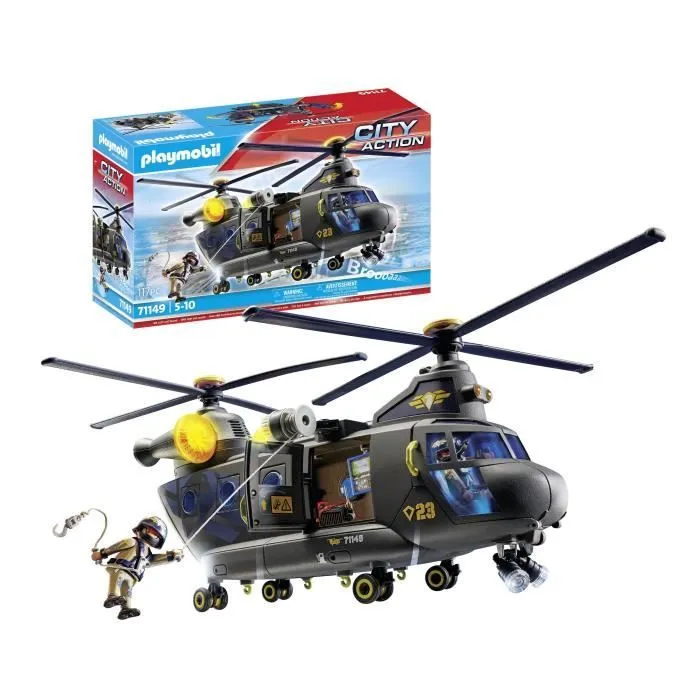 PLAYMOBIL 71149 Hélicoptère de transport des forces spéciales, Les policiers, City Action, Unité d'élite, 117 pièces, Dès 5 ans-2