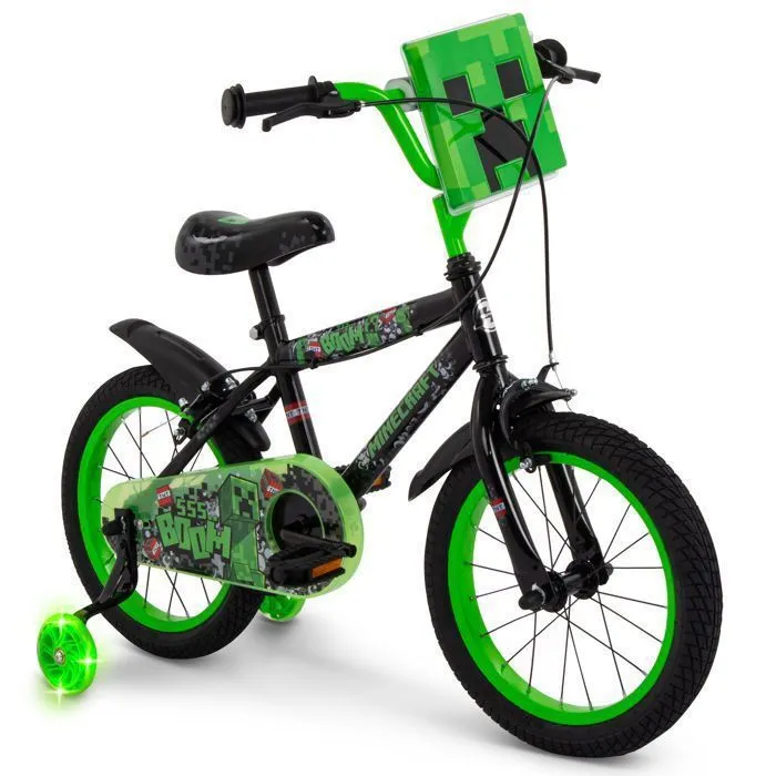 Vélo Enfant - HUFFY - Minecraft 16" - Stabilisateurs lumineux - Freins avant et arrière - Plaque Creeper-0