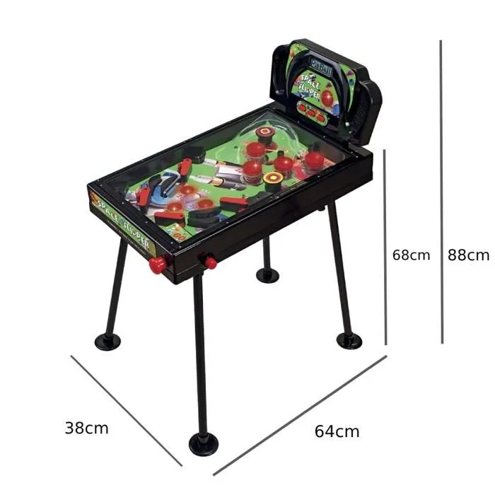 DEVESSPORT Pinball Space Flipper avec pieds fixes 64 x 38 x 88 cm-1