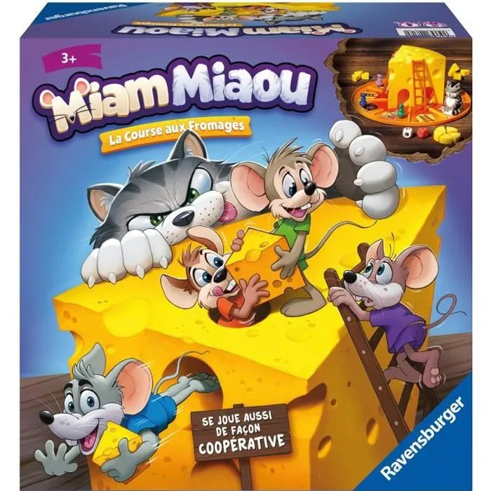 Jeu de société - Ravensburger - Miam Miaou - La course aux fromages - Enfant 3 ans - 2 à 4 joueurs-0