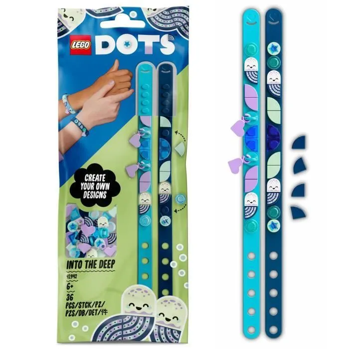 LEGO® 41942 DOTS Bracelets Porte-Bonheur Plongée en Eaux Profondes Set Charms, Loisirs Créatifs pour Enfants +6 Ans-0