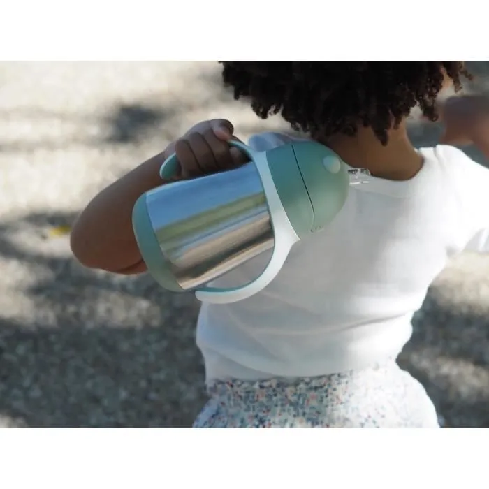 BEABA, Biberon/Tasse d'apprentissage/Gourde Bébé 2 en 1, Tasse Paille Enfant, Inox 100% étanche, Anti-fuite, 250ml, Vert sauge-5