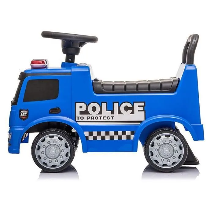 Porteur Mercedes Antos Police Truck pour enfant - Milly Mally - Bleu - Jouet en plastique avec 4 roues-0