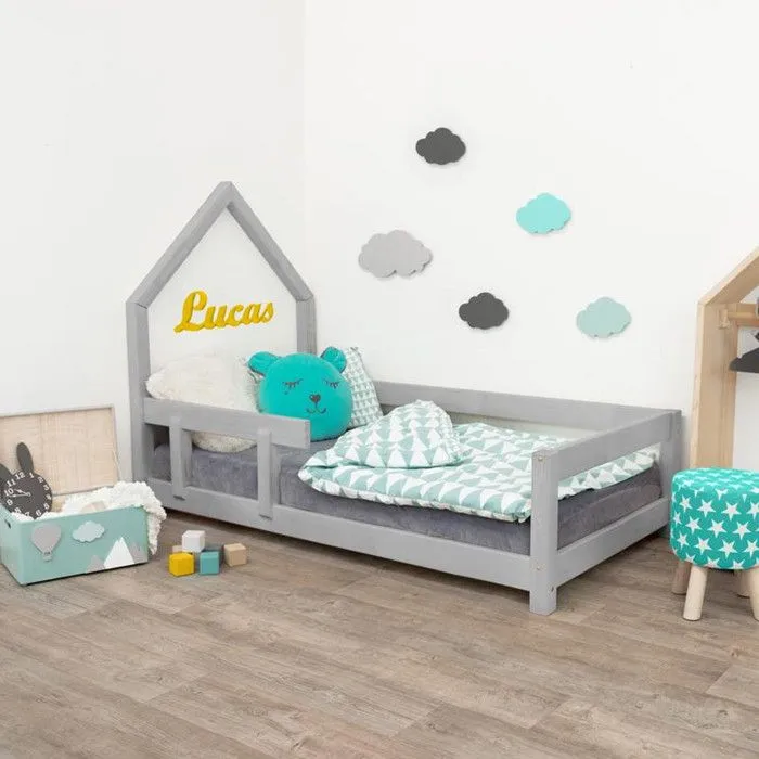 Lit cabane enfant POPPI 120 x 200 gris 2-1