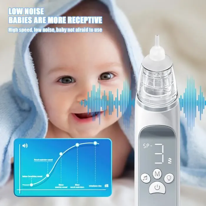 Mouche bébé électrique JOULLI 3 niveaux dépression，4 têtes de rechange, 2 modes, entièrement étanche, avec musique apaisante-2