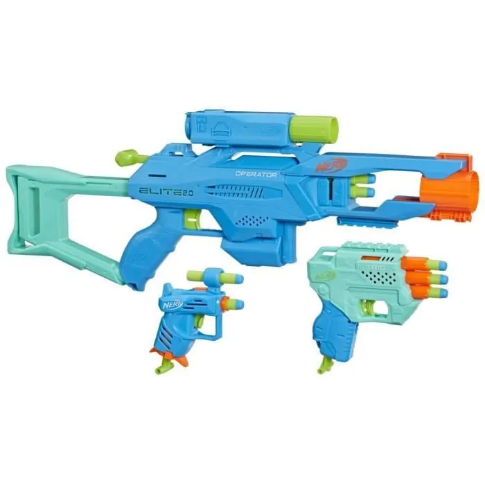 Pack tactique Nerf Elite 2.0 - NERF - Operator DB-2, Trio TD-3, Ace SD-1 - 20 fléchettes incluses-1