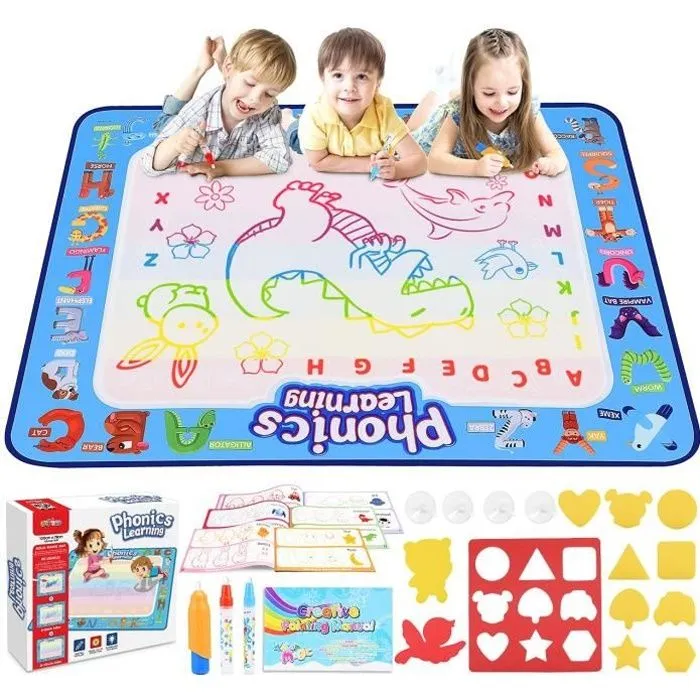 Tapis Dessin Enfant, Tapis Doodle Matte100*70cm Coloriage Géant, Tapis de Dessin à Eau Peinture Cadeaux Jouets Educatifs-0