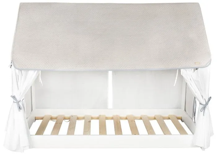 Lit Scandinave Enfant Maison avec Toit et Rideaux - 160x80 : Douceur et Aventure dans la Chambre-3