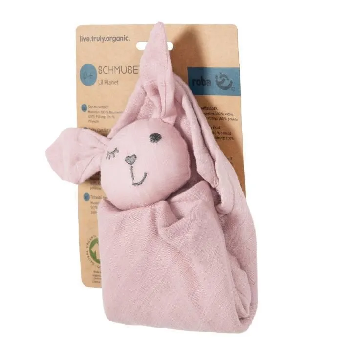 ROBA Doudou Lapin Bio "Lil Planet" 40 x 40 cm Certifié GOTS - Rose-mauve-3