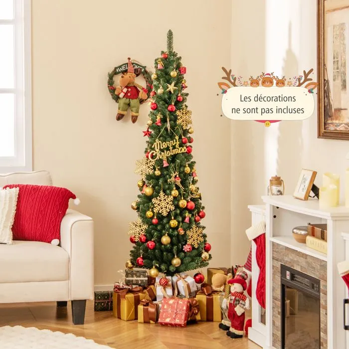 COSTWAY Sapin de Noël Artificiel 180 cm, 392 Branches en PVC, Support en Métal, Décoration de Fêtes pour Maison, Magasin, Bureau-3