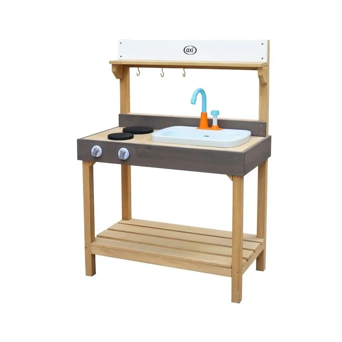 AXI Rosa Cuisine Enfant en bois | Cuisine de jeu multifonctionnelle | Jouet à sable & eau avec kit d'accessoires de 17 pièces-3