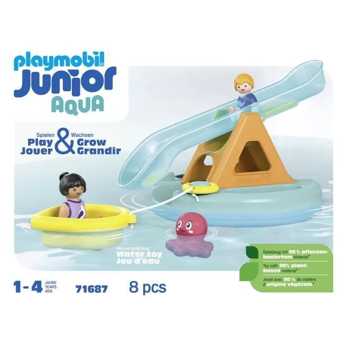 PLAYMOBIL Junior 71687 Ilôt avec toboggan aquatique, Jouet pour le bain, Dès 12 mois-7