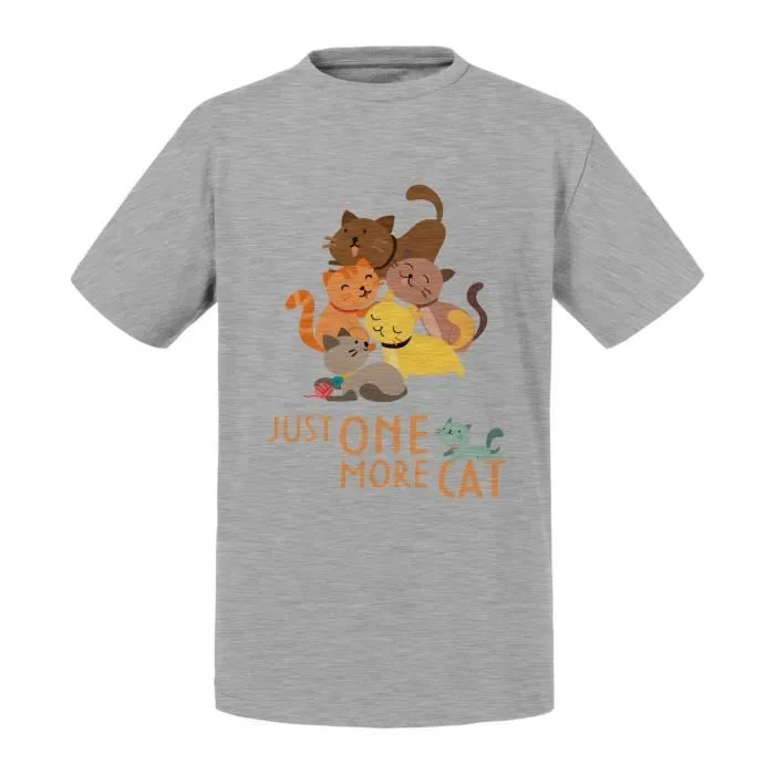 T-shirt Enfant Gris Just One More Cat Chat Chaton Illustration Dessin-0
