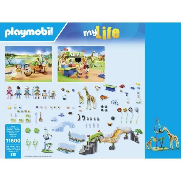 PLAYMOBIL 71600 Parc animalier avec visiteurs, My Life, 66 pièces, Dès 4 ans-5