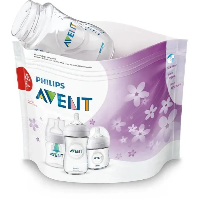 Sacs de Stérilisation pour Micro-Ondes - PHILIPS AVENT - 5 Sacs - Blanc - Bébé - Mixte-0