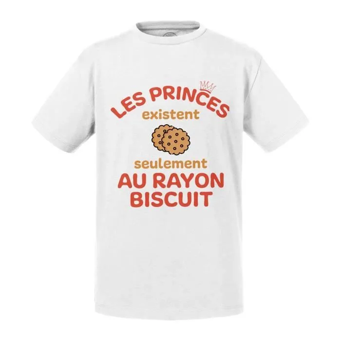 T-shirt Enfant Blanc Les Princes existent seulement au Rayon Biscuit-0