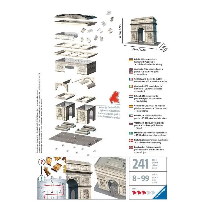 Puzzle 3D Arc de Triomphe - Ravensburger - 216 pièces - sans colle - Dès 8 ans-3