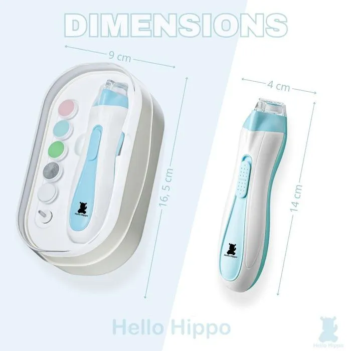 Hello Hippo - Lime à Ongles Électrique Bébé | Sécurité et Hygiène Dès la Naissance | 4 Vitesses & 6 Têtes de Limage-5