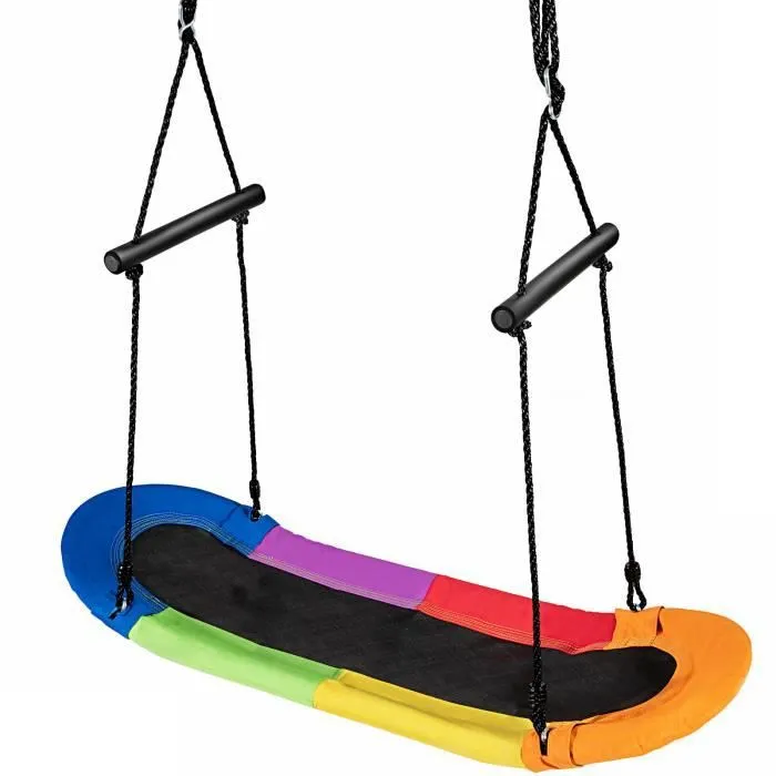 COSTWAY Balançoire Arbre Réglable en Hauteur 100-160CM Structure en Métal avec Poignées pour l'Intérieur et l'Extérieur Multicolore-0