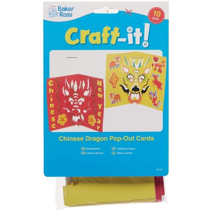 Baker ross - FC127 - Cartes Pop Up motif Dragon Nouvel An Chinois - Lot de 10, Cartes de Voeux pour les Enfants ()-3