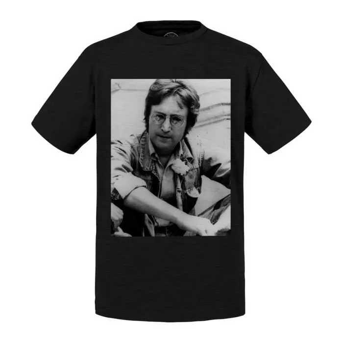 T-shirt Enfant Noir John Lennon Chanteur Photo de Star Célébrité Vieille Musique Original-0
