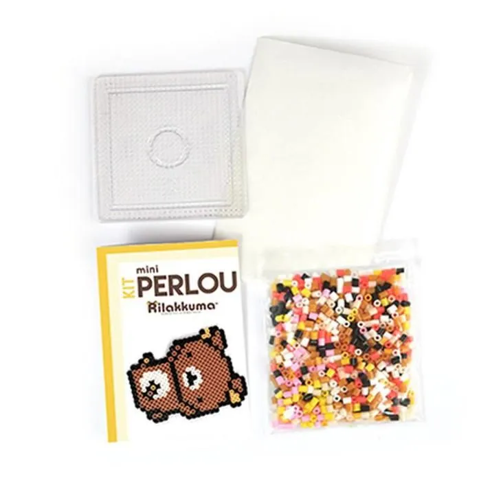 Mini Kit Perles à repasser - Rilakkuma - 4 personnages kawaii en perlou - Marron/Multicolore-1