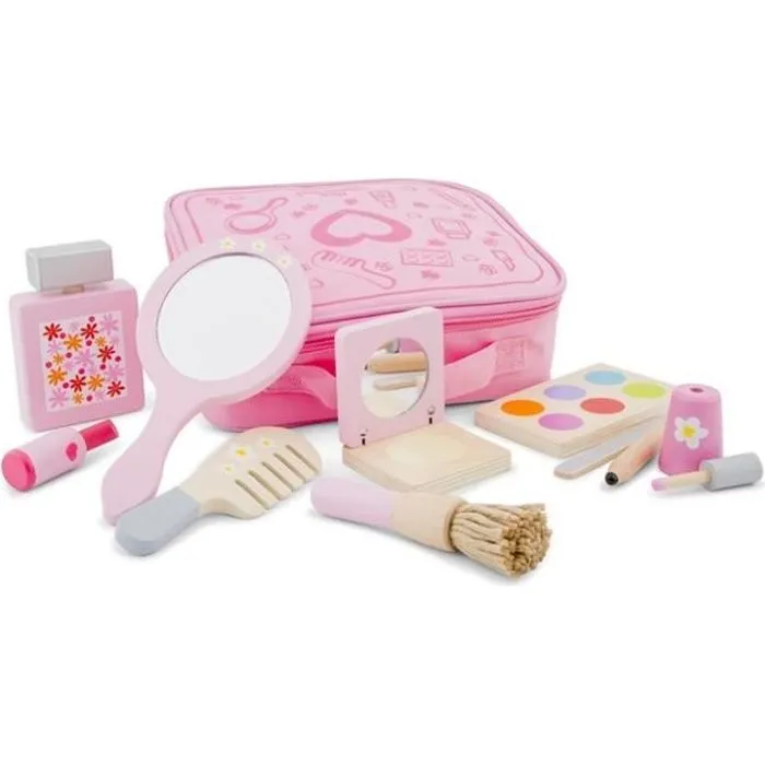 New Classic Toys Mallette de maquillage factice en bois - 18290 - Rose-0