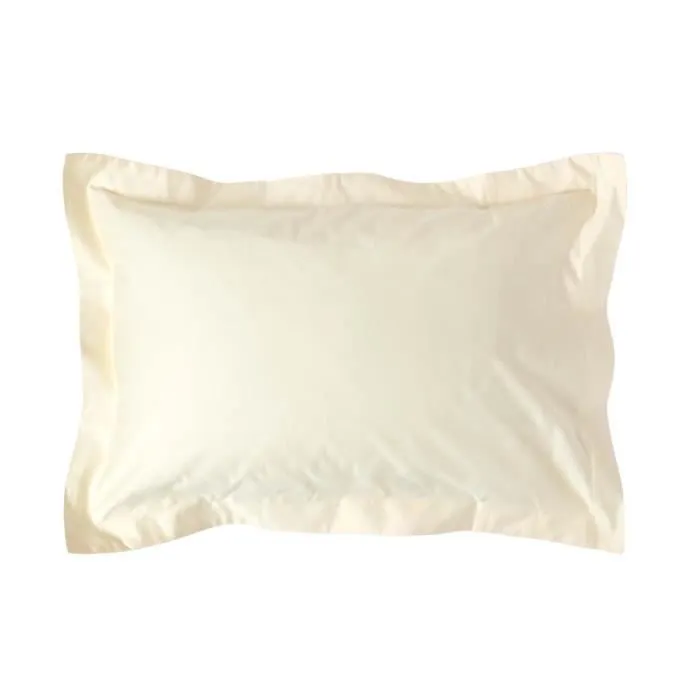 Taie d'oreiller 50x75 cm à volants Taie rectangulaire en 100% satin de coton égyptien 1000 fils coloris Crème-0