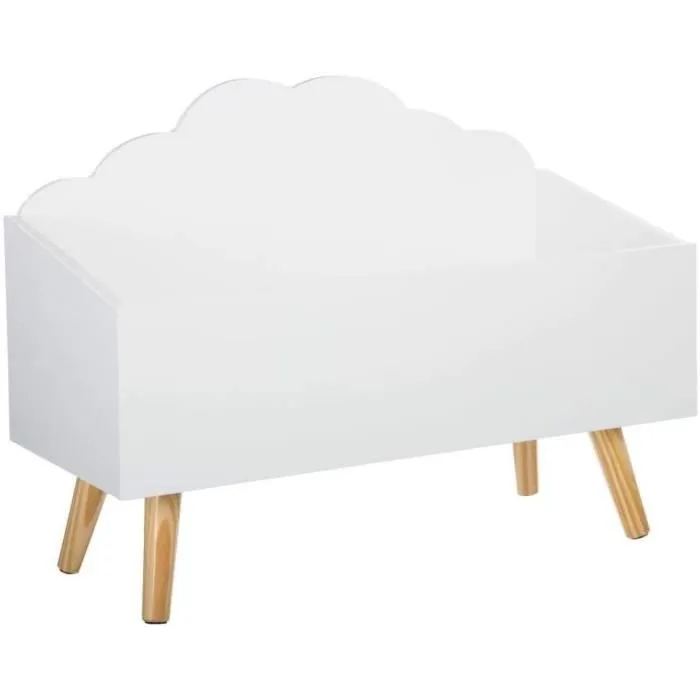Coffre à Jouets Meuble de Rangement - Atmosphera - Forme Nuage - Coloris Blanc-0