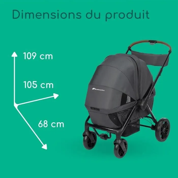 BEBECONFORT HELIOS, Poussette double, tout terrain, compact et pliable, Chariot, de 0 à 4 ans,0 à 22 kg,MINERAL GRAPHITE-7