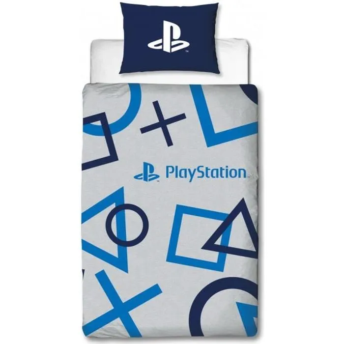 Ensemble housse de couette - Playstation - Blue - Design réversible - 135x200 cm - 100% officiel-0
