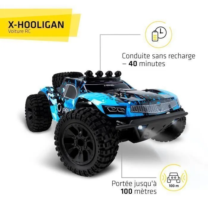 OVERMAX Hooligan Grande voiture télécommandée rapide, échelle 1:10, vitesse 35 km/h, portée 100 mètres, transmission 4x4, 40 min-1