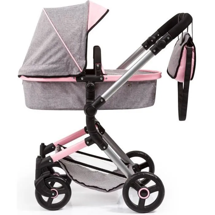 Bebeboutik Poussette Combinee pour Poupee BAYER LANDAU Gris Guidon Ajustable Pour Enfants de 3 Ans et Plus