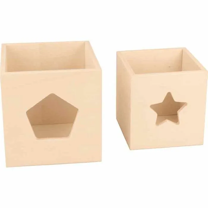 Cubes empilables - Bois - 5 pièces - Personnalisables - Dimensions de 6,5 à 12 cm - Décoration créative-3