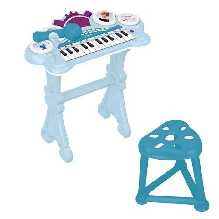 Piano électronique La Reine des Neiges avec siège, microphone et câble Aux-In - 24 touches lumineuses-1