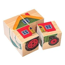 Jouet d'association - SELECTA - Cubes imagés La ferme - 4 cubes en érable - Multicolore - A partir de 24 mois-0