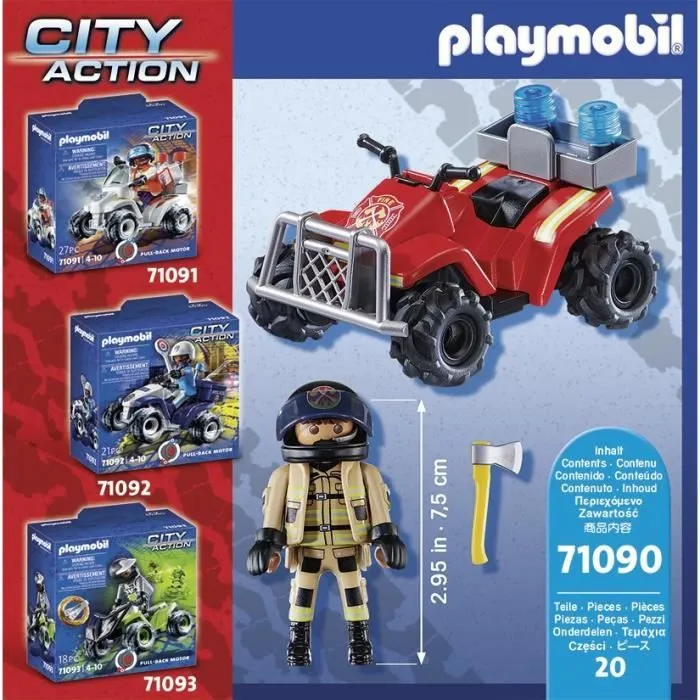 PLAYMOBIL 71090 Pompier et quad, City Action, Les pompiers, 20 pièces, Dès 4 ans-3