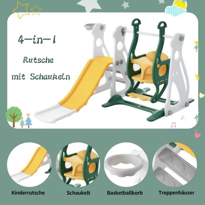 Toboggan pour enfants 4 en 1 - DREAMMESPACE - Vert - PP - 3-12 ans - 50 kg-1