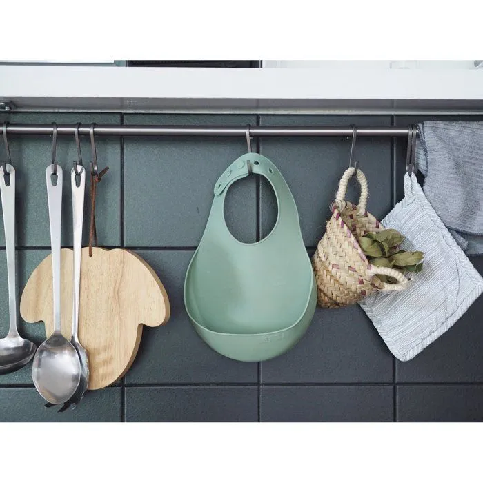 Lot de 2 bavoirs silicone Gris clair/Vert sauge-2