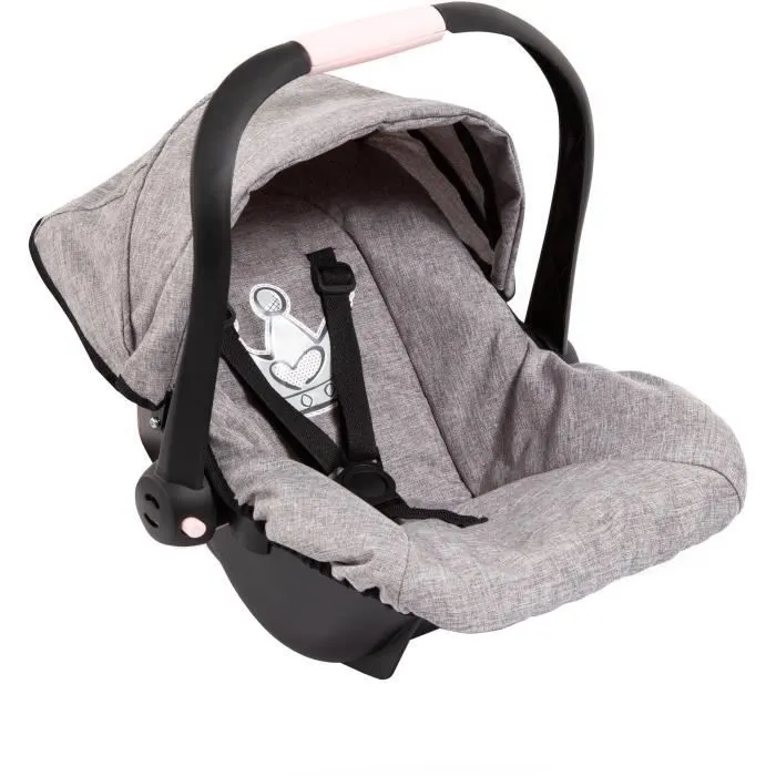 Siège Auto de Poupée Gris - BAYER - Convient aux poupées jusqu’à 46 cm - Ceinture de sécurité intégrée-1