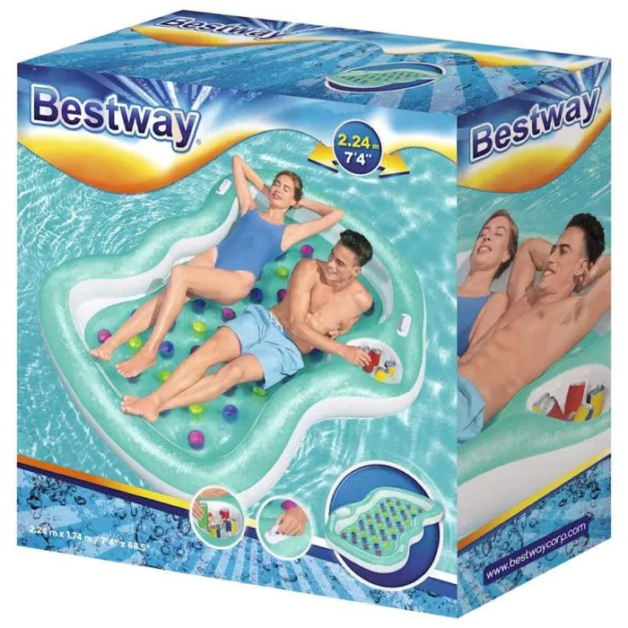 Matelas Flottant - BESTWAY - Chaise Longue Gonflable - Appui-tête - Vinyle Résistant - 2 Chambres à Air-5