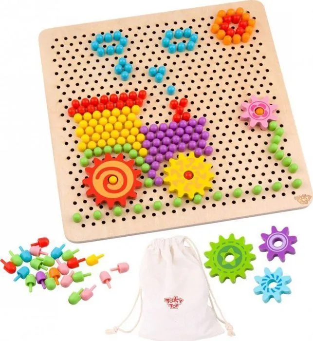Jeu de mosaique Tooky toy Puzzle mosaïque avec épingles 88 pièces-0