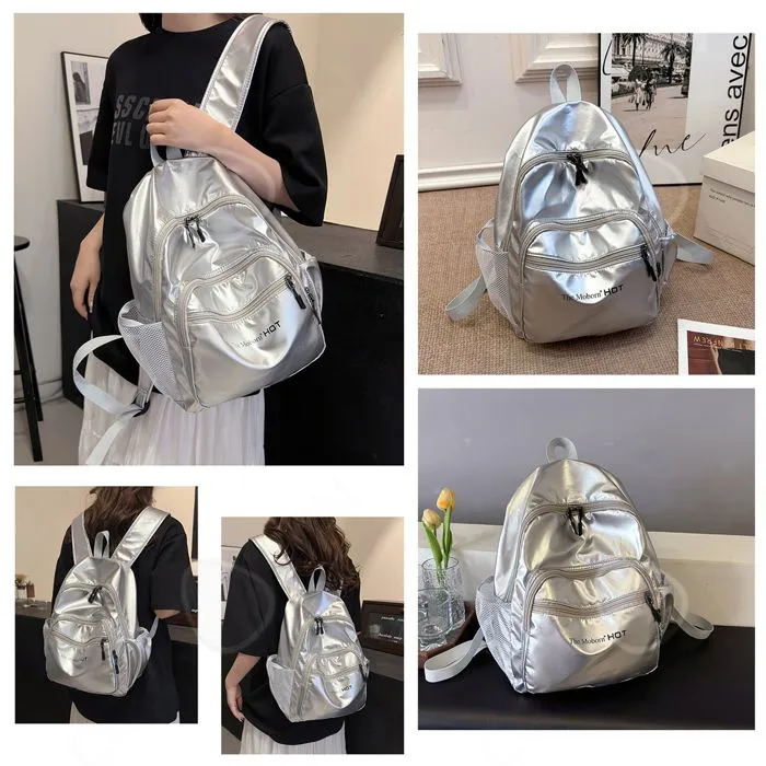 C Sac à dos scolaire 35 x 26 x 12 cm sac à dos de mode voyage léger et sportif cartable léger et confortable sac a dos loisir argent-3