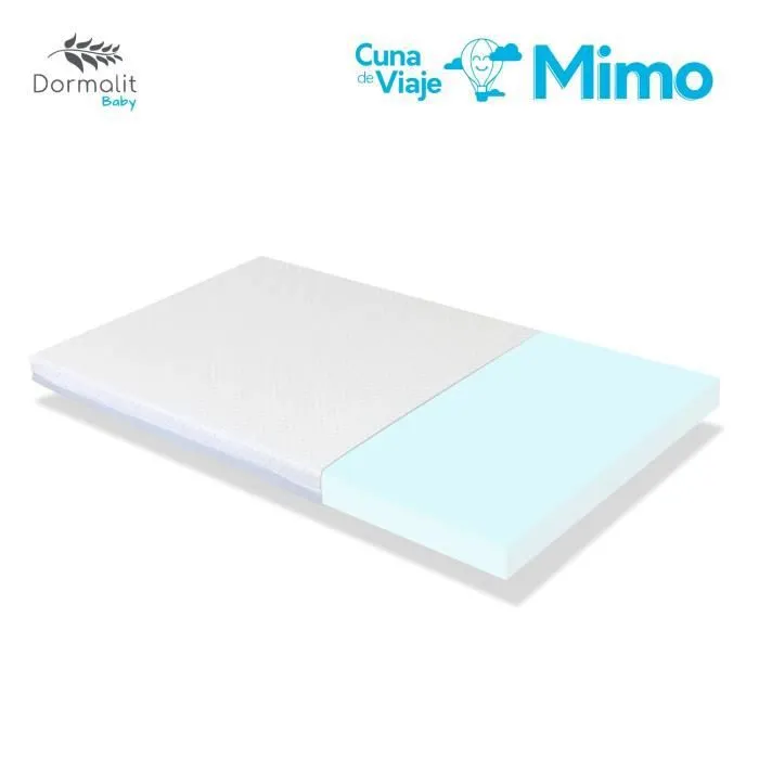 Matelas Bébé de Voyage roulé nomade MIMO 120X60 BLEU Epaisseur 5 CM - Déhoussable, lavable, Anti bactérien, facile à transporter-1