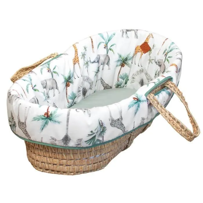Habillage de couffin en satin de coton Safari TU Blanc-0