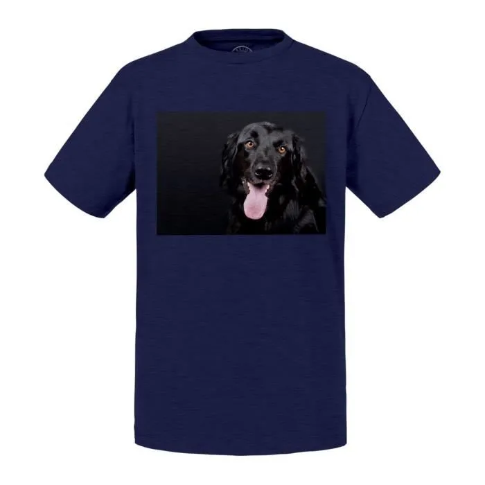 T-shirt Enfant Gris Labrador Noir Gros Chien Portrait Mignon-0