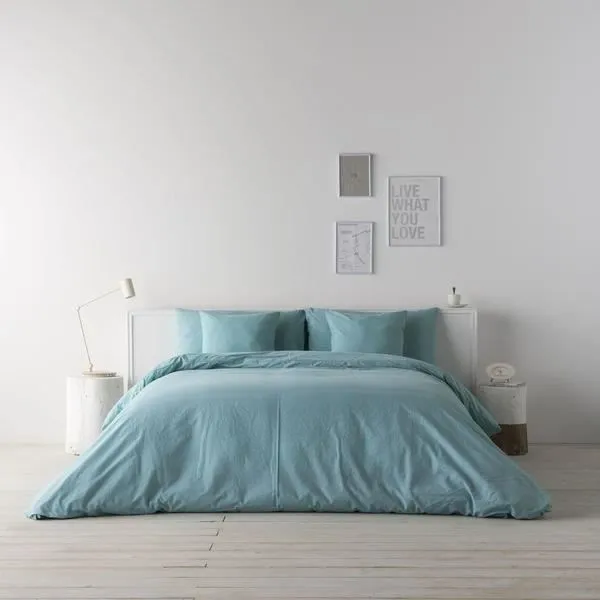 Housse nordique - Naturals - Lino - Vert - 150 x 220 cm - Style Scandinave Moderne-0